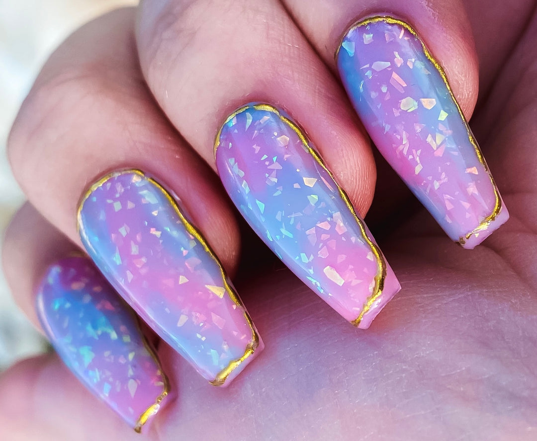 Pink and Blue Glitter Bomb Luxury Press-On Nails - Size Medium